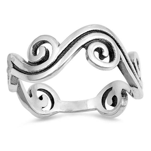 Oxidized Wave Knuckle Twist Stackable Ring .925 Sterling Silver Band Jewelry Female Male Size 9