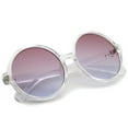 thumbnail image 5 of zeroUV Female Retro Clear Frame Gradient Flat Lens Oversize Round Sunglasses (Clear / Purple-Blue) - 54mm, 5 of 5