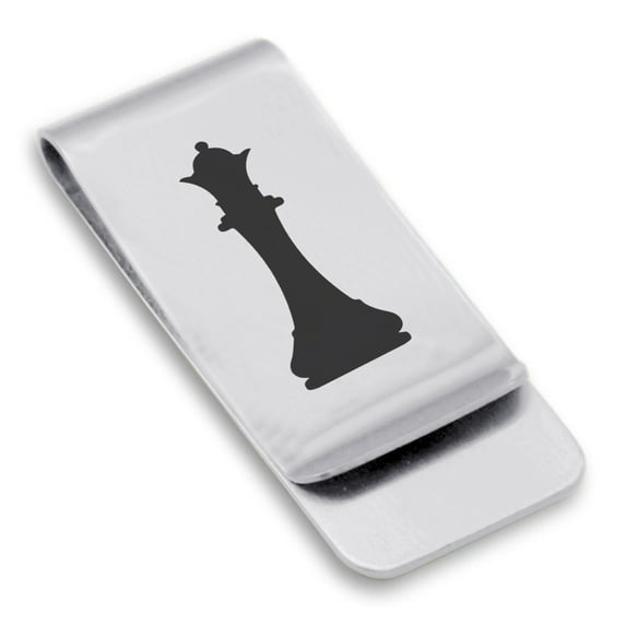 Stainless Steel Queen Chess Piece Classic Slim Money Clip Credit Card Holder