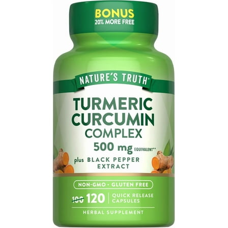 Turmeric Curcumin | 120 Capsules | 500mg   3mg Black Pepper Extract | Value Size | by Nature's Truth