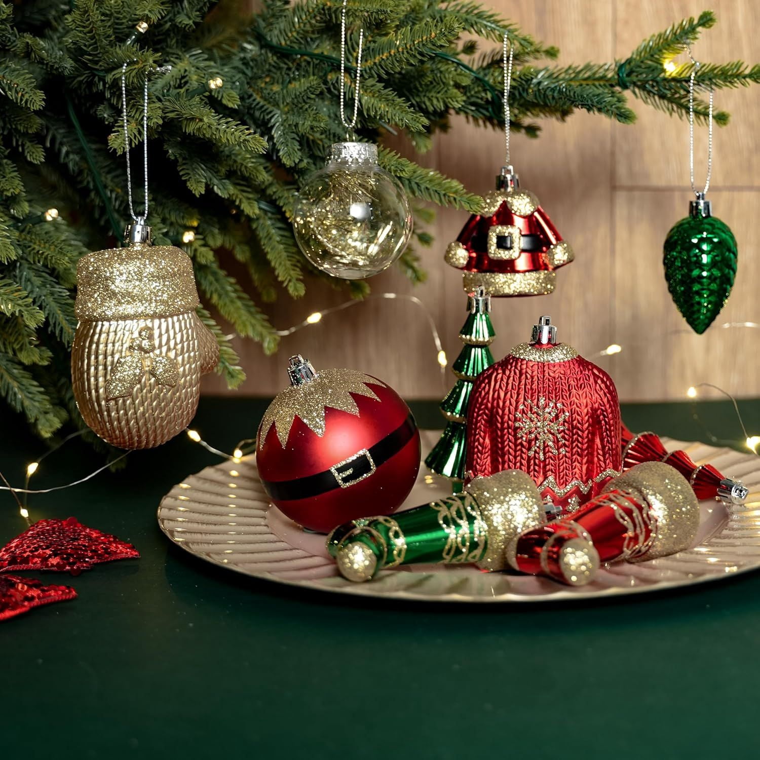 85ct Christmas Balls Ornaments Set, Colorful Shatterproof Plastic Christmas Tree Ornaments, Xmas Decorative Baubles for Christmas Tree Decorations with Hanging Strings