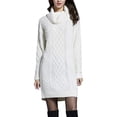 thumbnail image 1 of Vestido de suéter, vestido de punto para mujer, cuello alto, manga larga, vestido de suéter elástico, suéter de punto largo, minivestido elegante para invierno (L), 1 of 6