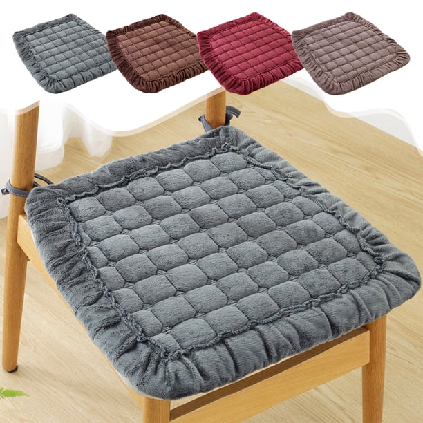 Cojín de asiento Cojín de silla Cojín grueso y suave Almohadilla de oficina cálida para el invierno Esterilla de oficina Confort interior exterior Soporte de confort Café lavable gris marrón rojo
