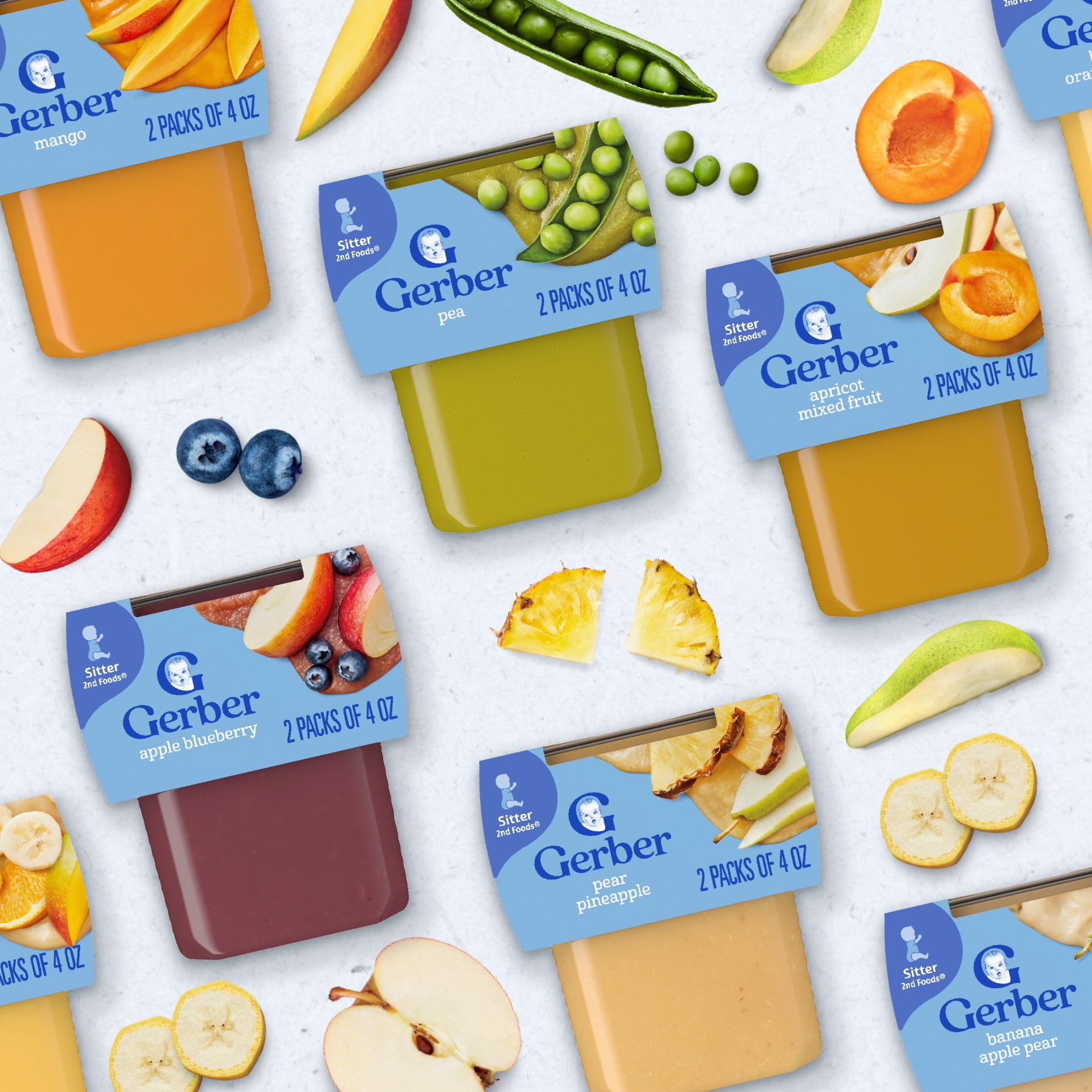 (8 pack) Gerber Stage 2 Baby Food, Pear Pineapple Puree Tub, Baby Puree, 2PK 8 oz