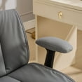 thumbnail image 6 of Cross Legged Chair with Flip-Up Armrests Leather, Cross Legged Office Chair on Wheels, Comfy Swivel Chair with Wide Seat for Home Office, Vanity,  Ergonomic Desk Chair Adjustable, Grey, 6 of 14