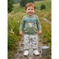 thumbnail image 3 of RUINIXCW Boys 2Pcs Fall Outfits Long Sleeve O Neck Letter Print Sweatshirt Fish Print Pants Sets, 3 of 9