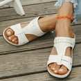 thumbnail image 4 of Gifts Clearance Women's Sandals Women's Fashion Casual Summer New Solid Color Roman Casual Bow Shoes Wedge Heel Slippers, 4 of 9