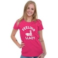 thumbnail image 3 of Feeling Llama Lazy Funny Animal Pun Womens Slim Fit Graphic Tee Brisco Brands X, 3 of 5