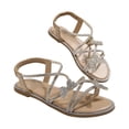 thumbnail image 3 of Bibifish Womens Flat Sandals Sparkly Elastic Slingback Rhinestone Butterfly Flat Sandals Summer Everyday Casual Street Wear Flat Sandals, 3 of 9