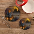 thumbnail image 2 of SKYSONIC Halloween Pumpkin Night Pot Holders Trivets, 2 Pcs Heat Resistant Trivets,Castle Moon Scary Cotton Thread Weave Mats for Hot Pads Pans Pot Bowl Teapot for Kitchen Decor, 2 of 7