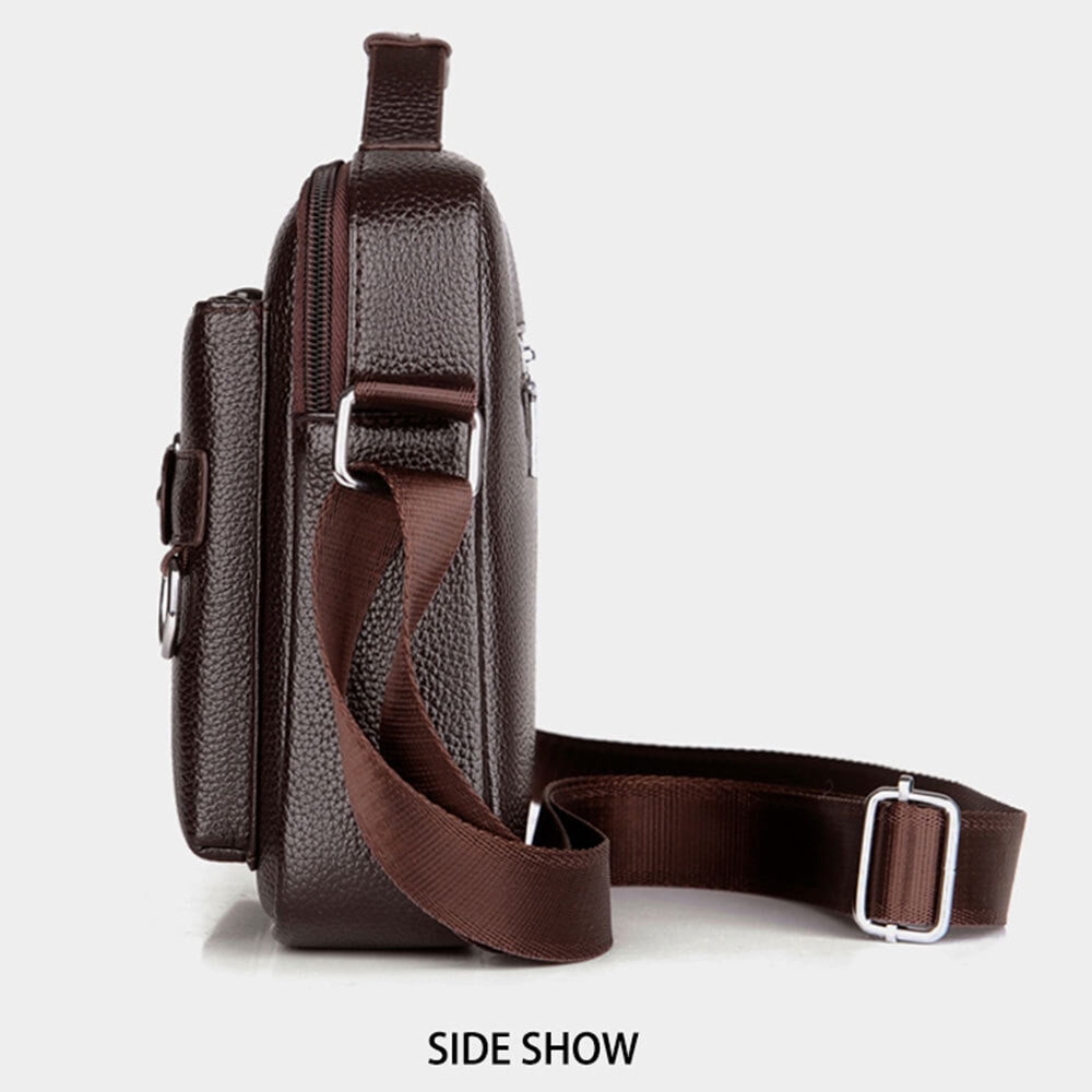 Men's Shoulder Messenger Bag PU Leather Handbag Business Crossbody Bag Briefcase