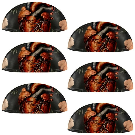 PhooArto 6 Pcs Cup Drawer Pulls, Human Heart and Flower Shell Shape Handles Cabinet Knobs for Dresser Cupboard Closet Wardrobe with Screws