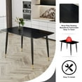 thumbnail image 4 of Rectangular Dining Table, Modern Minimalist Imitation Marble Coffee Table with Black Metal Legs, Accent Side Table for Kitchen Living Room Dining Room Office, 50"*30"*30", Black, 4 of 8