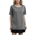 thumbnail image 1 of T-Shirt Mode Femme Col Rond Grande Taille Manches Courtes Couleur Unie - Tissu Entretien Facile, 1 of 5