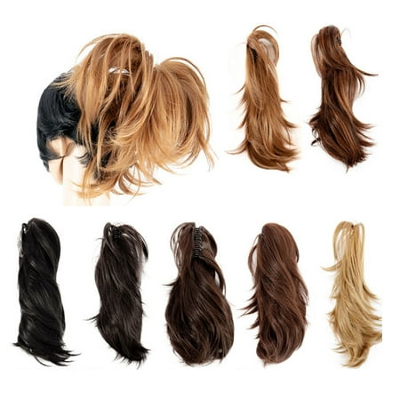 14 Inch Adjustable Messy Style Ponytail Hair Extension with Jaw Claw Synthetic (Best Halo Style Hair Extensions)