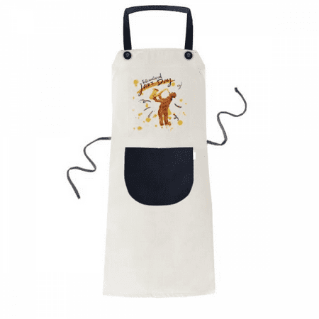 

Music Sax Instruments Watercolor Pattern Apron Adjustable Bib Cotton Linen BBQ Kitchen Pocket Pinafore