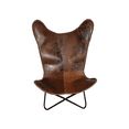 thumbnail image 3 of Cresta Modern Antique Brown Butterfly Chair | Handmade Genuine Leather Seat | Iron Frame Accent Chair for Living Room, Bedroom & Lounge | Foldable Indoor Seating, 3 of 8