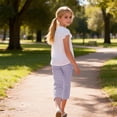 thumbnail image 5 of ITSAME Girls Cotton Linen Pants, Elastic Waist Loose Fit Plaid Print Kids Casual Fashion Pants with Pockets Purple 13T, 5 of 9