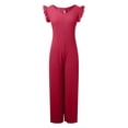 thumbnail image 4 of SRZYMJ Cotton Women's Jumpsuit Stylish Women's Lace Up Front Ruffle Detail Wide Leg Jumpsuit for Everyday Casual Wear Comfortable Flowy Trousers with, 4 of 5