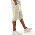 thumbnail image 6 of Womens Cargo Bermuda Pants Summer Lightweight Quick Dry Hiking Pants Elastic Waist Pull On Cropped Pants with Pockets for Travel,Beige,L, 6 of 7