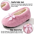 thumbnail image 4 of Knivor Fluffy Ballerina Slippers for Women Bow Decor Sherpa Fleece Lined Non Slip Closed Back Comfy Indoor Slippers Lounge House Slippers, 4 of 9