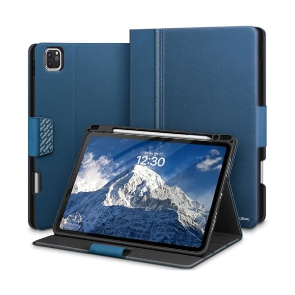 wonim11 KingBlanc Case for iPad Pro 11-inch (M5 2025, M4 2024) with Pencil Holder, PU Leather Durable Protective Cover, Auto Sleep/Wake, Support Pencil Pro/Pencil (USB-C), Viewing/Typing Angles, Blue