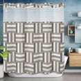 thumbnail image 2 of Gray Geometric No Hook Shower Curtain with Snap in Liner Modern Abstract Art Striped Plaid Woven Texture Waterproof Bathroom Shower Curtain with See Through Top Window for Bathtub 72" x 78", 2 of 9