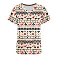 thumbnail image 4 of Holiday Gifts! Titcea Christmas Scrub Tops Women Xmas Printed Short Sleeved V Neck Scrub Tops with Pockets Lightweight Stretchy Working Uniform, 4 of 5