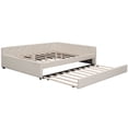 thumbnail image 5 of Euroco Line Queen Size Upholstered Platform Bed with Trundle for Kids, Beige, 5 of 7