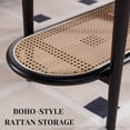 thumbnail image 5 of Dayalane Black Rattan Coffee Table,Mid-Century Modern 2-Tier Center Table with Storage Shelf Wooden Top for Living Room, Bedroom or Small Spaces, 5 of 8