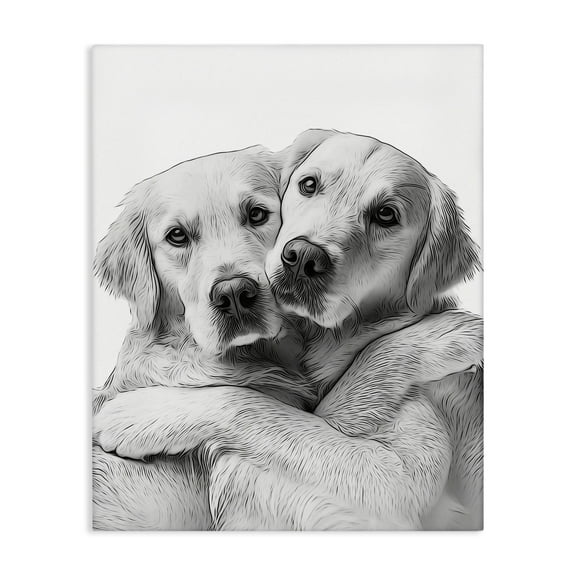Stupell Industries Two Hugging Dogs Animals & Insects Painting Gallery Wrapped Canvas Art Print Wall Art, 16 x 20