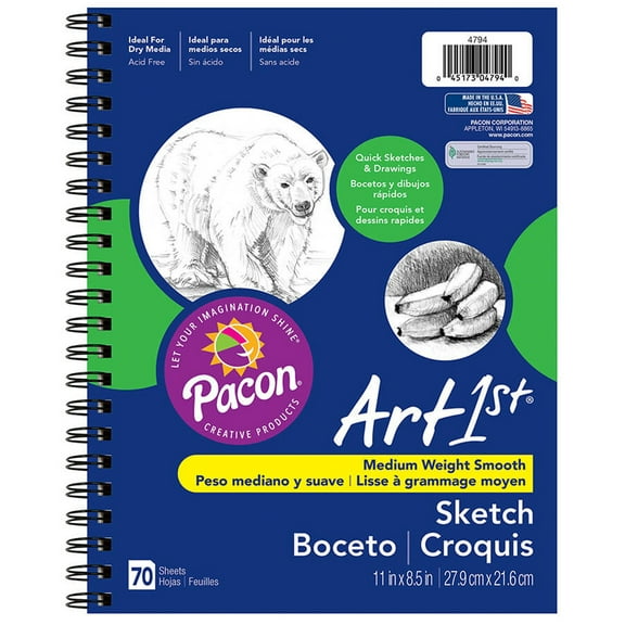 Art1stĀ® Sketch Diary, 11" x 8.5", White, 3/pkg