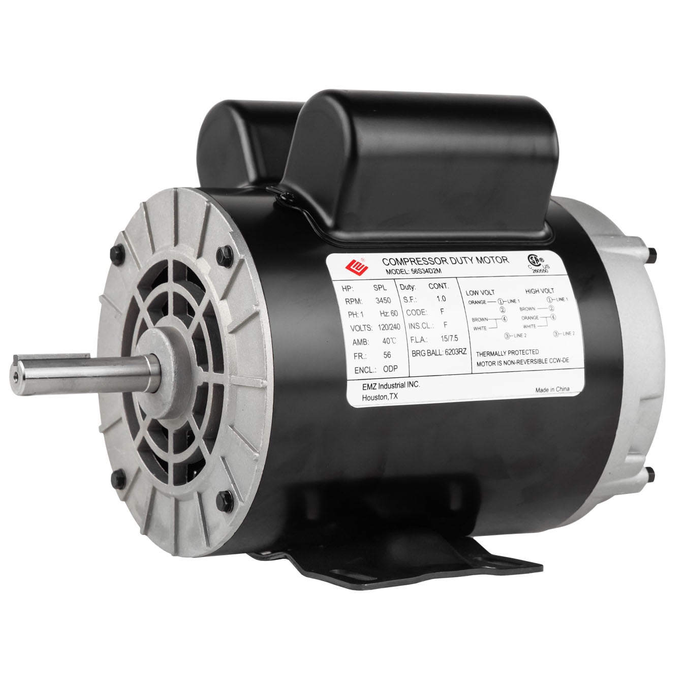 2 HP 115/230 3450 RPM Marathon Air Compressor Motor 10-2619 