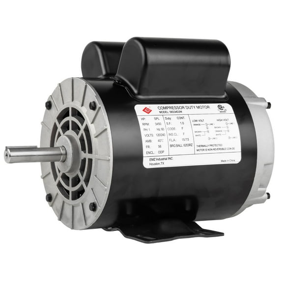 EMZ 2HP-3450RPM-56F, 2 HP 120/240V, 15A 3450RPM Compressor Duty Electric Motor