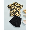 thumbnail image 4 of 0-4Y Summer Kids Boy Clothing Gentleman Shirt 2pcs Sunflower Print Short Sleeve Button Top+Solid Shorts Holiday 2pcs Set, 4 of 9