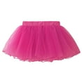 thumbnail image 3 of Kaerm Kids Girls Elastic Waist Dance Tutu Mesh Skirt Solid Color Four Layer Skirt for Ballet Latin Hot Pink S, 3 of 5