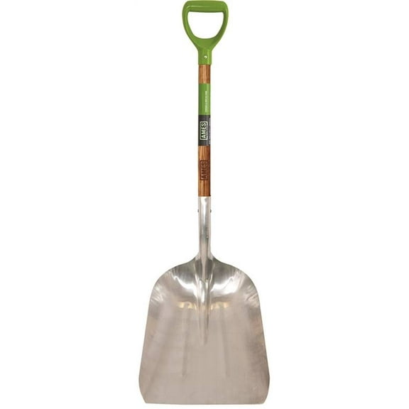AMES 2672300 Scoop Shovel, 44-1/2 in OAL, Aluminum Blade, Hardwood Handle