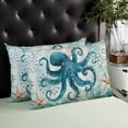 thumbnail image 4 of Teal Nautical Beach Starfish Vintage Throw Pillow Cover, Pillowcase Protectors with Zipper, Breathable Decorative Lumbar Pillow Case Cover, Pillow Shams for Couch Sofa 16x24Inch, 4 of 7