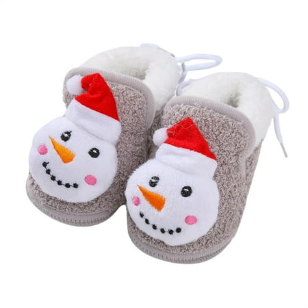 

Sprifallbaby Baby Christmas Shoes Santa Claus Snowman Elk Soft Sole Non-Slip Walking Shoes Flats Toddler Winter Shoes for Girls Boys