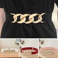thumbnail image 2 of Waist Belt Golden Polished Metal Chain Buckle Elastic Elegant Wide Women Dress Shirt Coat Belt Clothing Accessories, 2 of 7