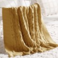 thumbnail image 3 of Carriediosa Cable Knit Throw Blanket Farmhouse Decor for Couch Chair Bed Sofa, 50" x 60" Tan Brown, 3 of 5