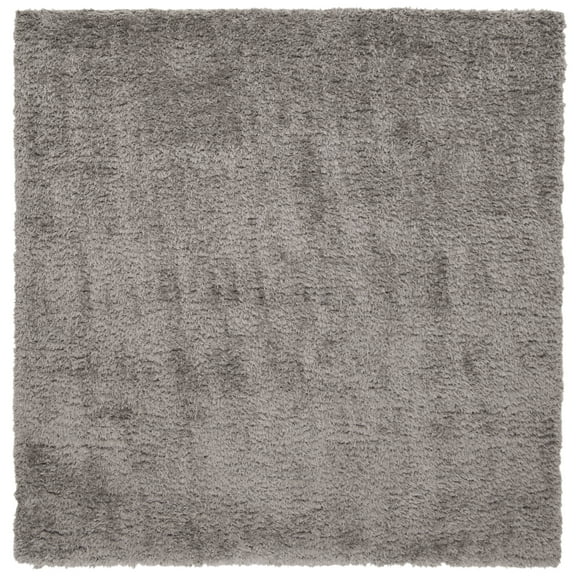 SAFAVIEH Madrid Miah Solid Polyester Shag Area Rug, Charcoal, 6'7" x 6'7" Square