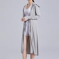thumbnail image 4 of Women's Sun-Proof Cover Up Hooded Full Zip Long Dress Knee Length Beach Coverups Cardigan Jackets Gray L, 4 of 9