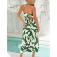 thumbnail image 3 of Vestido de verano CUPSHE verde estampado sin mangas para mujer, 3 of 4