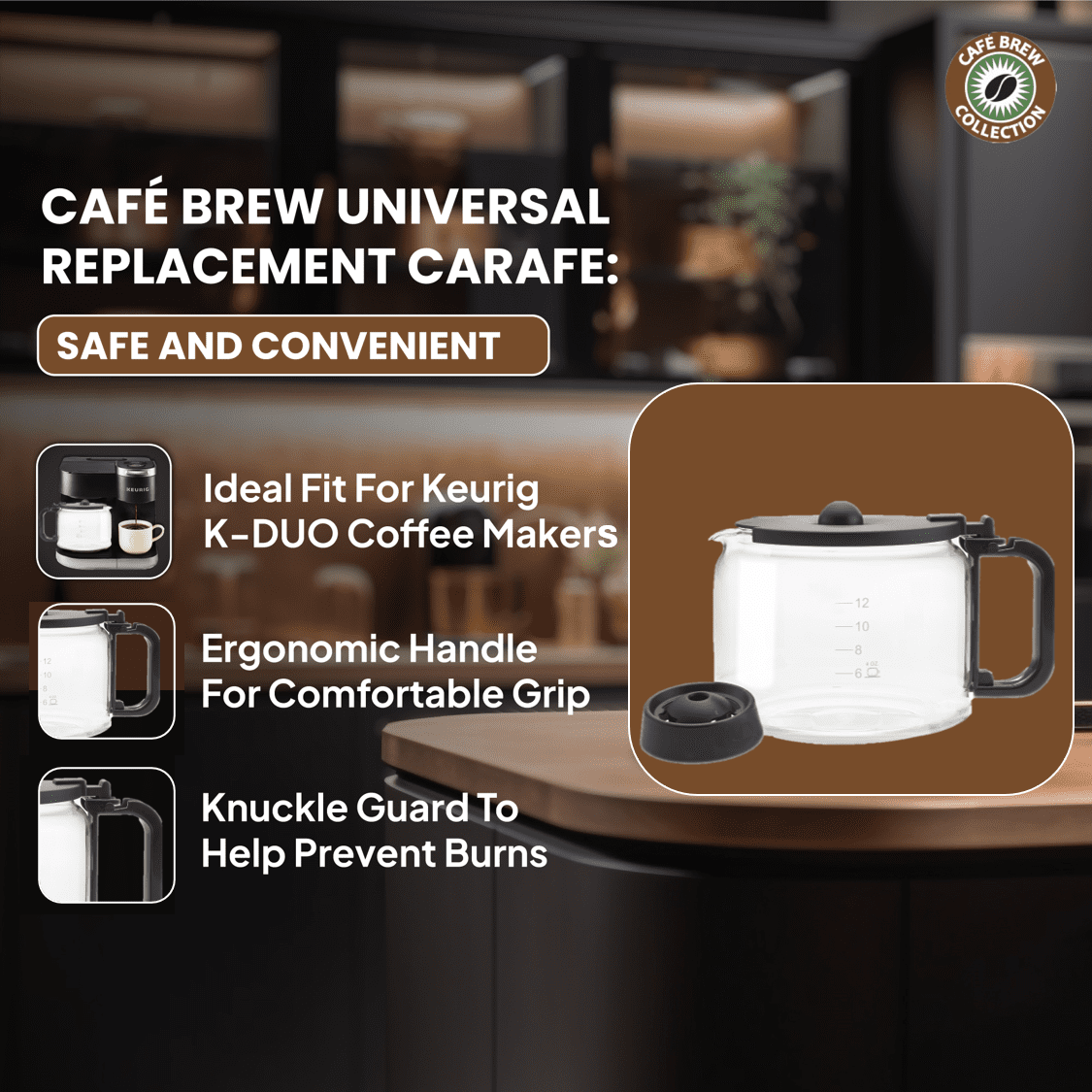 Keurig K Duo and K Duo Essentials Carafe Replacement , 12 Cup, Borosilicate Glass from Germany
