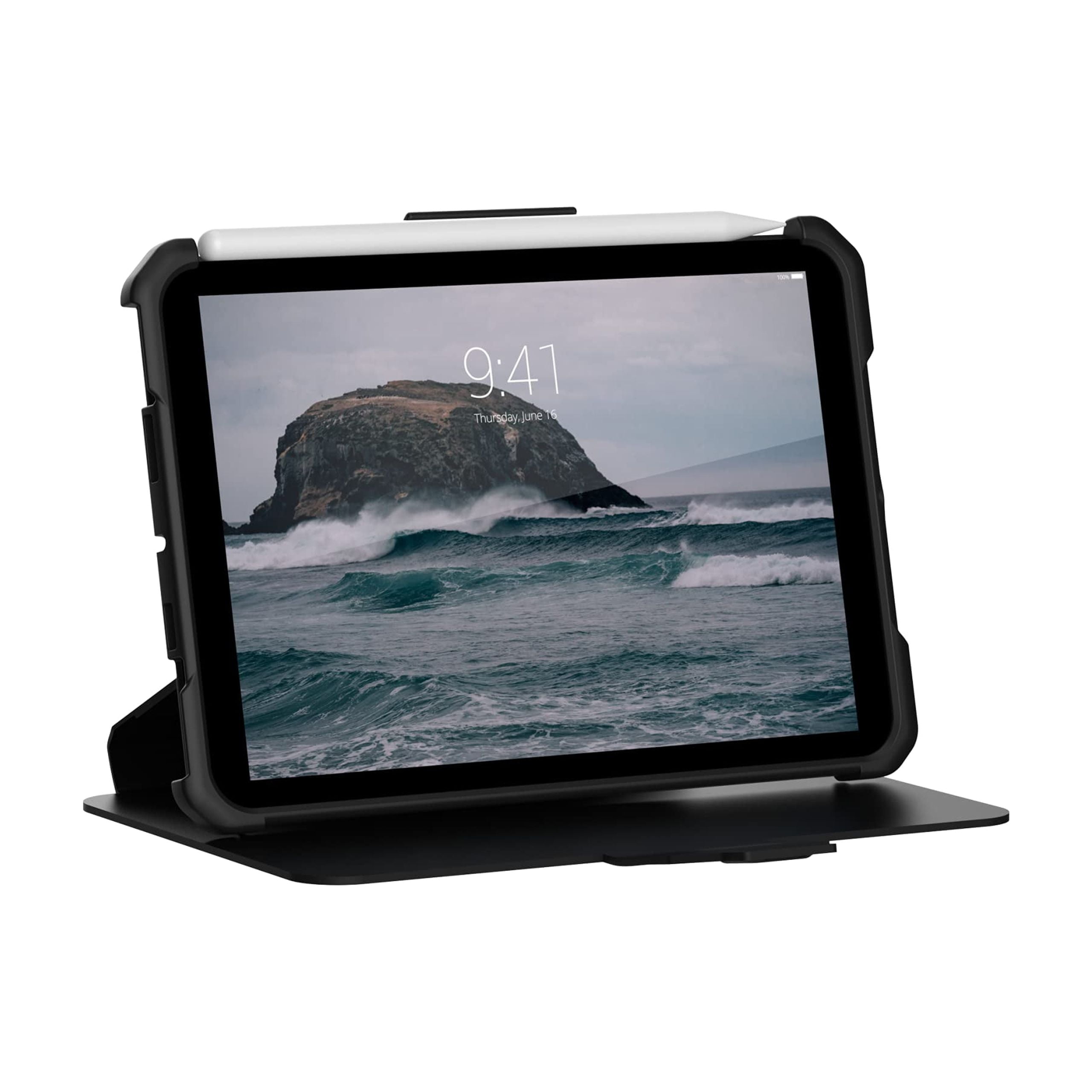 UAG iPad Mini Case (6th Gen, 2021) Rugged Smooth Exterior Material Heavy Duty Multi-Angle Viewing Folio Stand with Pencil Holder Metropolis SE Protective Cover, Black