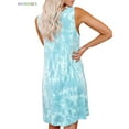 thumbnail image 3 of BadPiggies Womens Tie Dye Print Sundress, Sleeveless Round Neck Dress Casual Style Loose Summer Beach Clothes (L, Green), 3 of 7