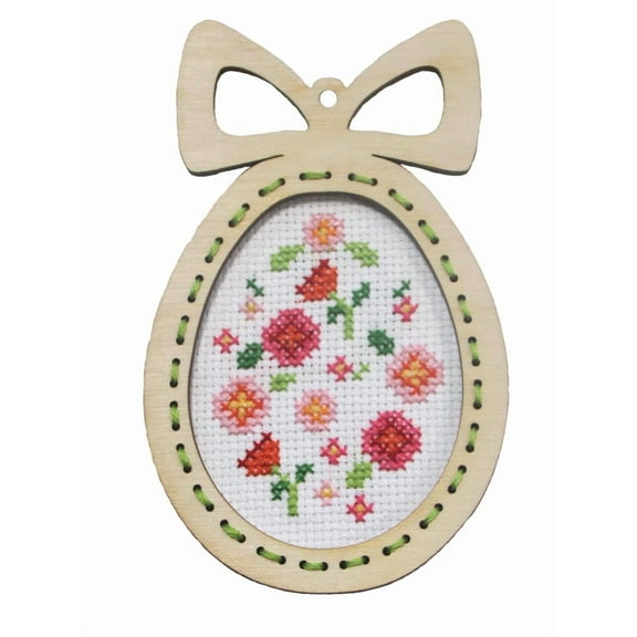 Counted cross stitch kit with plywood frame "Easter egg-Spring flowers" 6664