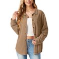 thumbnail image 6 of JWD Women's Blouses Long Sleeve Knitted Shacket Jacket Lightweight Button-Down Shirts Khaki L, 6 of 10
