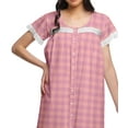 thumbnail image 4 of Moomaya Cotton Poplin Button Down Nightdress For Women Printed Nursing Nightwear, 4 of 5